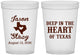 Custom Wedding 16 oz Translucent Cups - Deep In The Heart Of Texas | 214