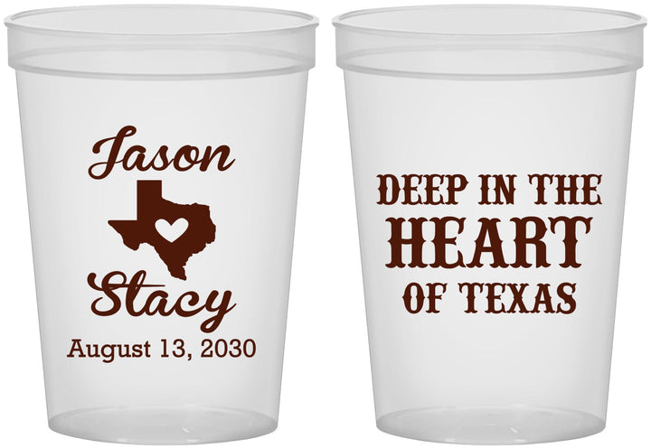 Custom Wedding 16 oz Translucent Cups - Deep In The Heart Of Texas | 214