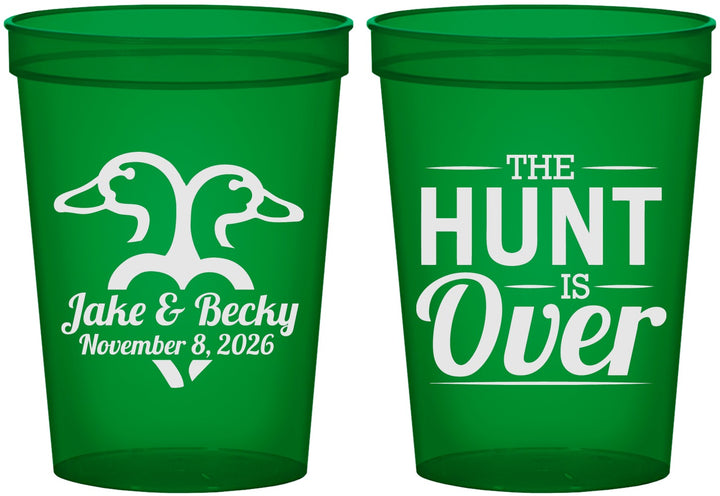 Custom Wedding 16 oz Translucent Cups - The Hunt Is Over Duck | 217