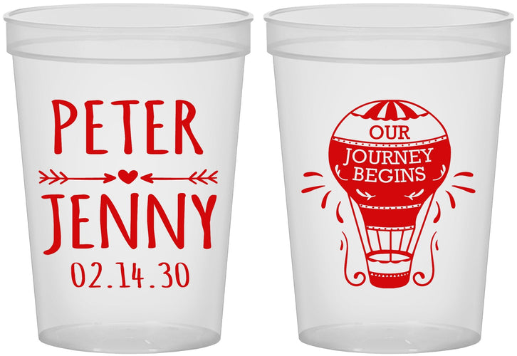Custom Wedding 16 oz Translucent Cups - Hot Air Balloon | 219
