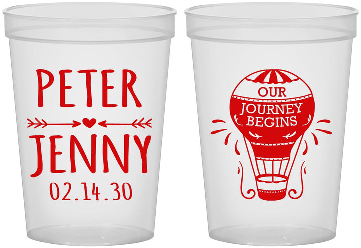 Custom Wedding 16 oz Translucent Cups - Hot Air Balloon | 219