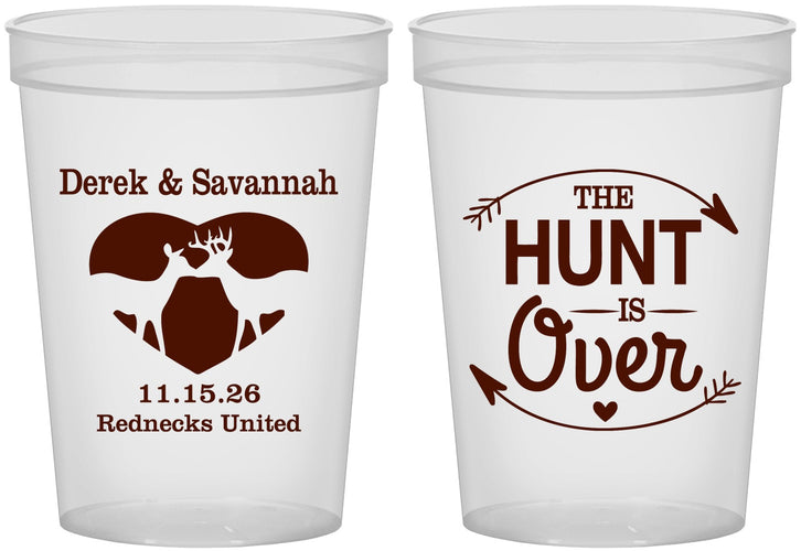 Custom Wedding 16 oz Translucent Cups - The Hunt Is Over Deer | 220