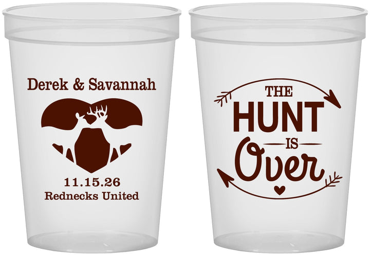 Custom Wedding 16 oz Translucent Cups - The Hunt Is Over Deer | 220