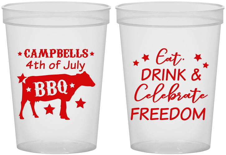 Custom 4th Of July 16 oz Translucent Cups - Eat Drink Freedom | 220000