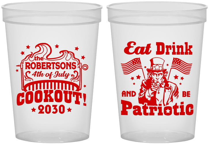 Custom 4th Of July 16 oz Translucent Cups - Eat Drink Patriotic | 220004