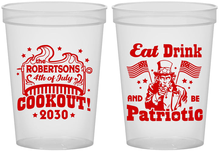 Custom 4th Of July 16 oz Translucent Cups - Eat Drink Patriotic | 220004