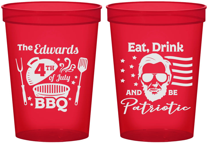 Custom 4th Of July 16 oz Translucent Cups - Eat Drink Patriotic | 220006