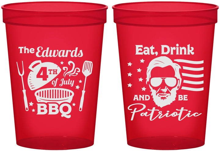 Custom 4th Of July 16 oz Translucent Cups - Eat Drink Patriotic | 220006