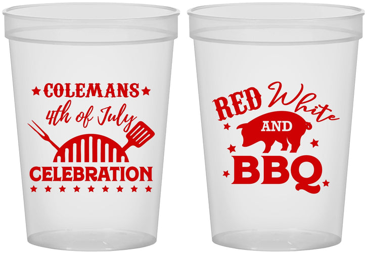 Custom 4th Of July 16 oz Translucent Cups - Red White Bbq | 220008