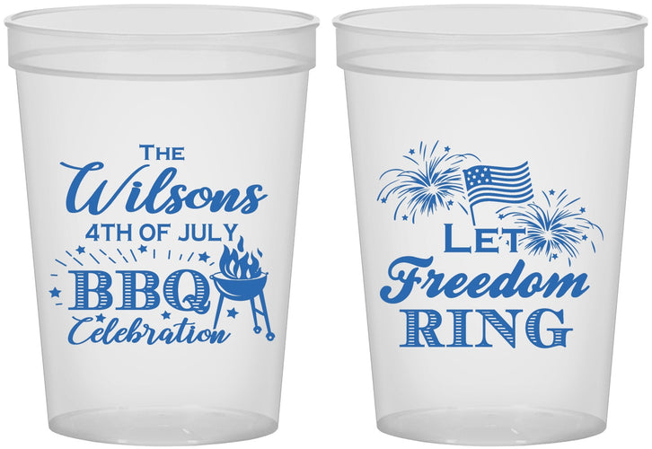 Custom 4th Of July 16 oz Translucent Cups - Bbq Fireworks | 220009