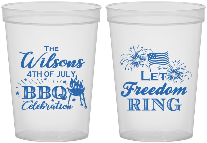 Custom 4th Of July 16 oz Translucent Cups - Bbq Fireworks | 220009
