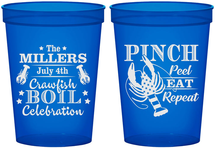 Custom 4th Of July 16 oz Translucent Cups - Pink Peel Crawfish | 220011