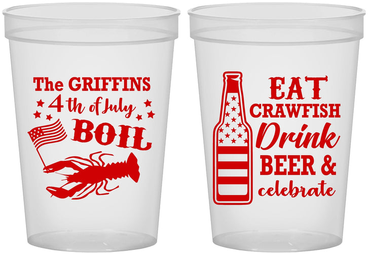 Custom 4th Of July 16 oz Translucent Cups - Crawfish Boil | 220012