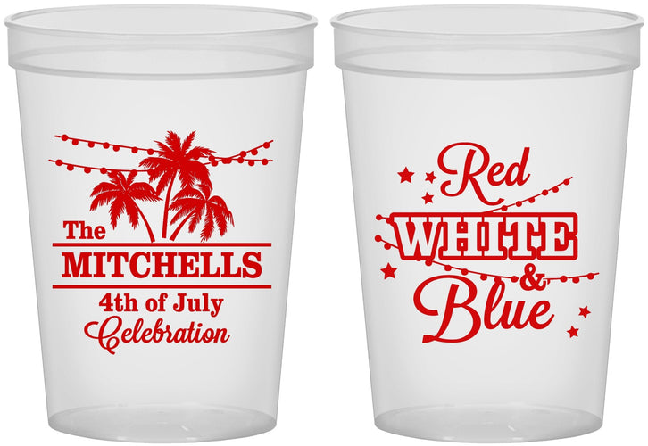 Custom 4th Of July 16 oz Translucent Cups - Beach Stars Stripes | 220020
