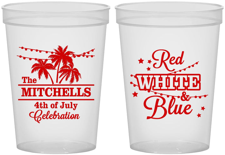Custom 4th Of July 16 oz Translucent Cups - Beach Stars Stripes | 220020