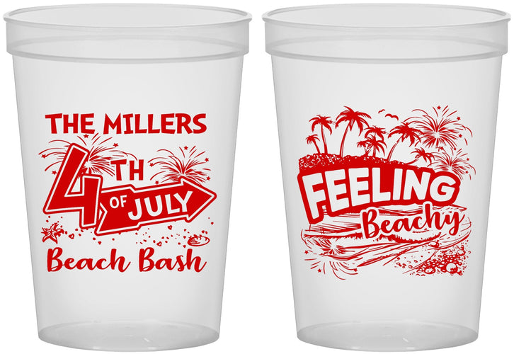 Custom 4th Of July 16 oz Translucent Cups - Feeling Beachy | 220024