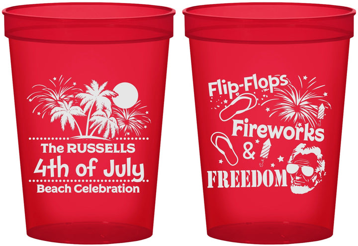 Custom 4th Of July 16 oz Translucent Cups - Fireworks Beach | 220026