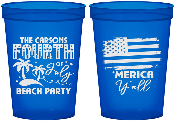 Custom 4th Of July 16 oz Translucent Cups - Beach Merica Yall | 220027