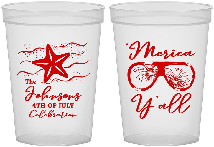 Custom 4th Of July 16 oz Translucent Cups - Beach Merica Yall | 220028