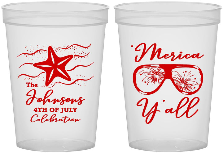 Custom 4th Of July 16 oz Translucent Cups - Beach Merica Yall | 220028