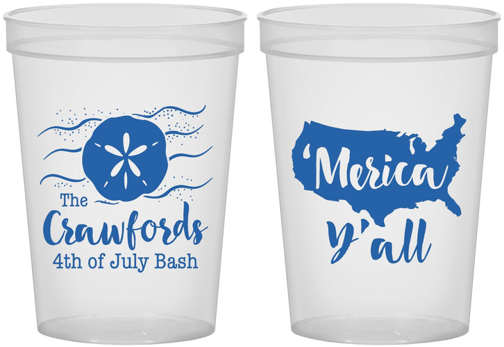 Custom 4th Of July 16 oz Translucent Cups - Beach Merica Yall | 220029