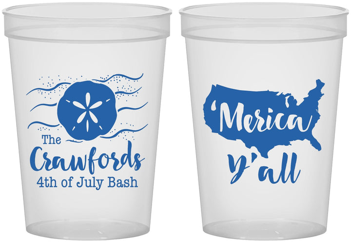 Custom 4th Of July 16 oz Translucent Cups - Beach Merica Yall | 220029