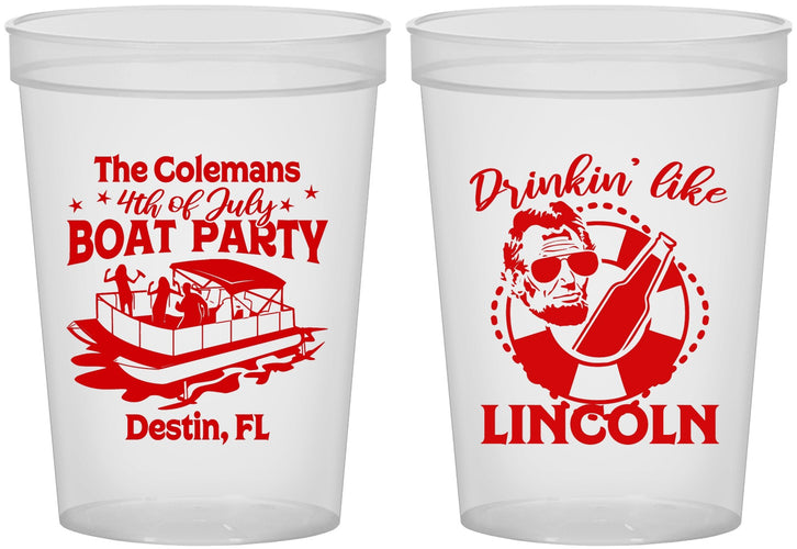 Custom 4th Of July 16 oz Translucent Cups - Drinkin Like Lincoln | 220032