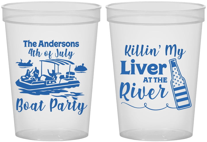 Custom 4th Of July 16 oz Translucent Cups - Boat River | 220033