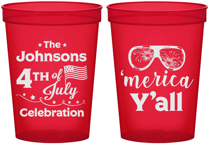 Custom 4th Of July 16 oz Translucent Cups - Merica Yall | 220034
