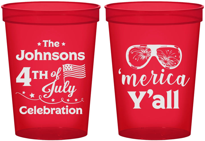 Custom 4th Of July 16 oz Translucent Cups - Merica Yall | 220034