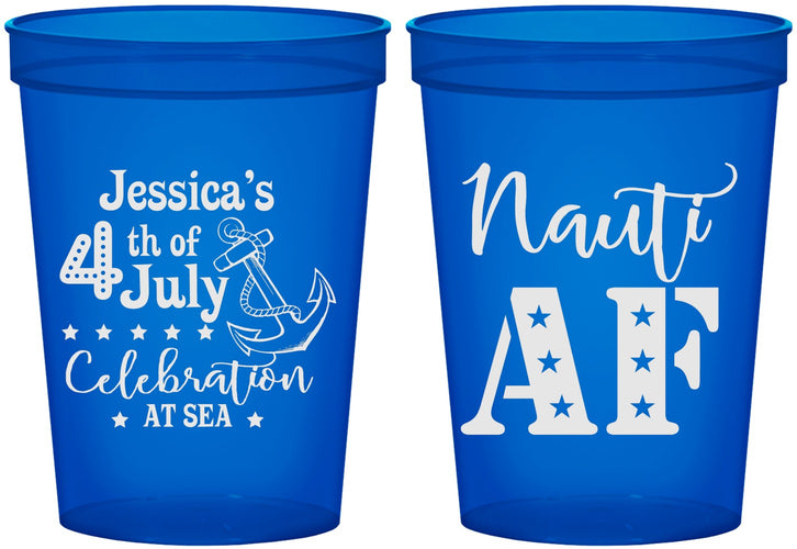 Custom 4th Of July 16 oz Translucent Cups - Nautical Anchor | 220035