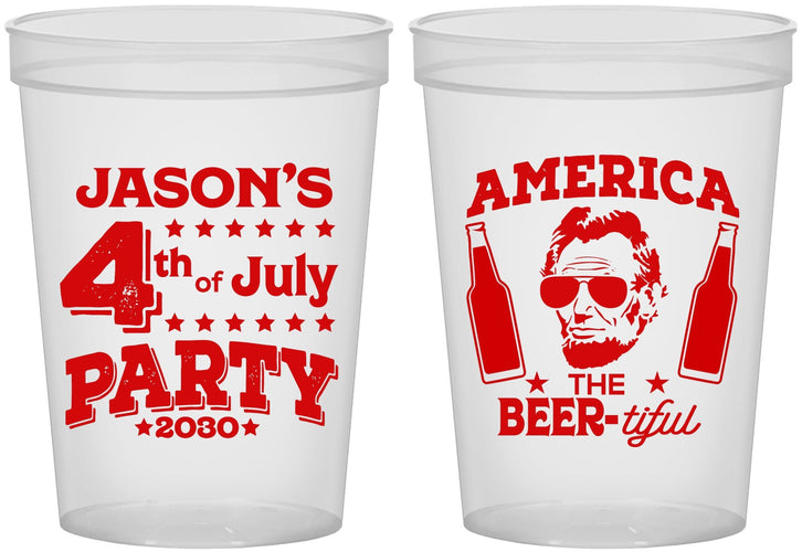Custom 4th Of July 16 oz Translucent Cups - Bbq Lincoln | 220036