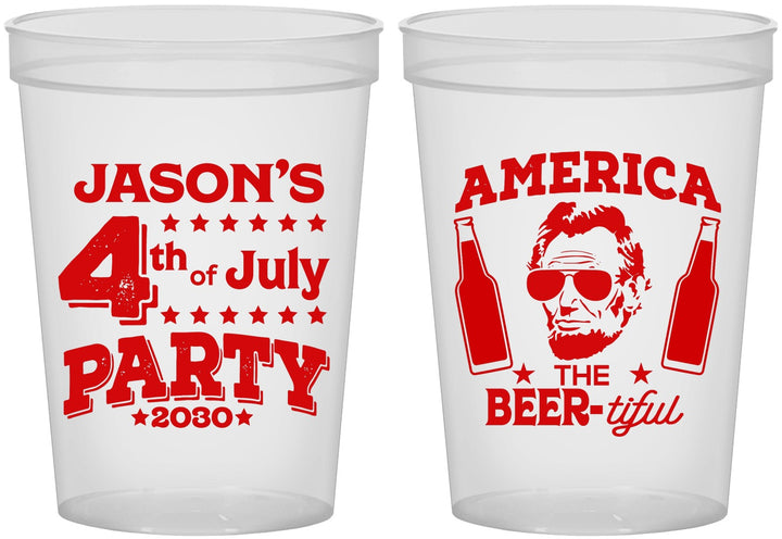 Custom 4th Of July 16 oz Translucent Cups - Bbq Lincoln | 220036