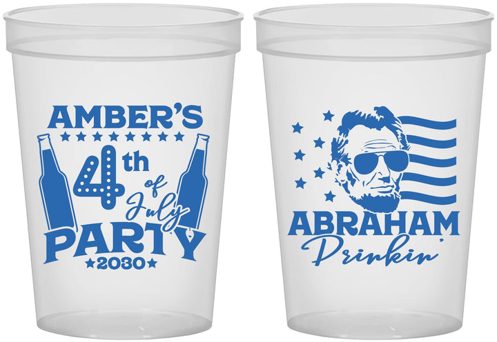 Custom 4th Of July 16 oz Translucent Cups - Abraham Drinkin | 220037