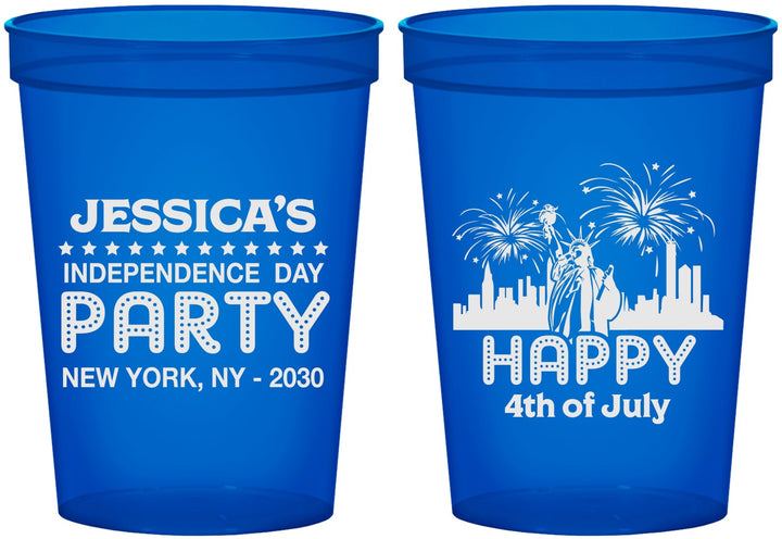 Custom 4th Of July 16 oz Translucent Cups - New York | 220039