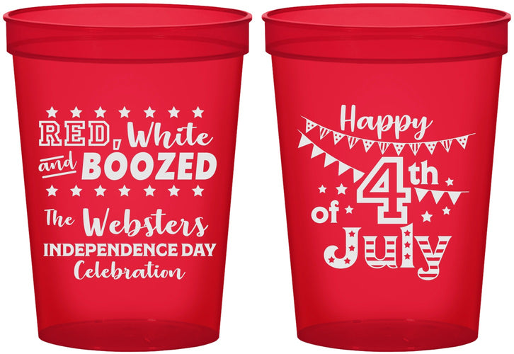 Custom 4th Of July 16 oz Translucent Cups - Red White Booze | 220042