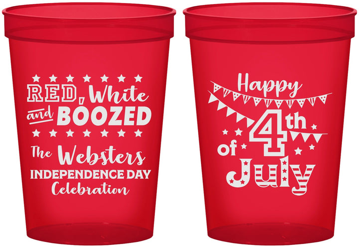 Custom 4th Of July 16 oz Translucent Cups - Red White Booze | 220042