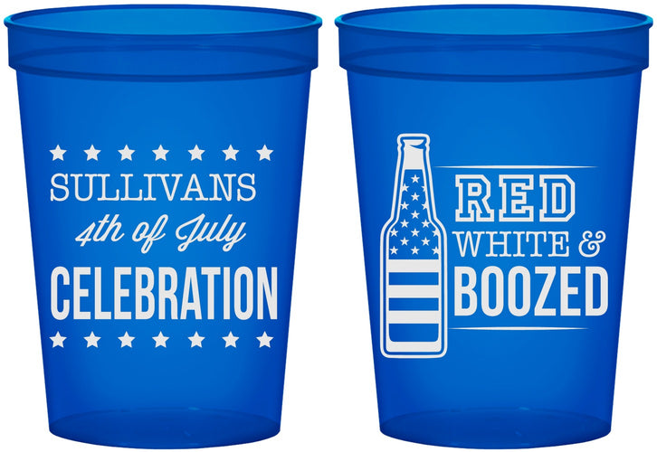 Custom 4th Of July 16 oz Translucent Cups - Red White Booze | 220043