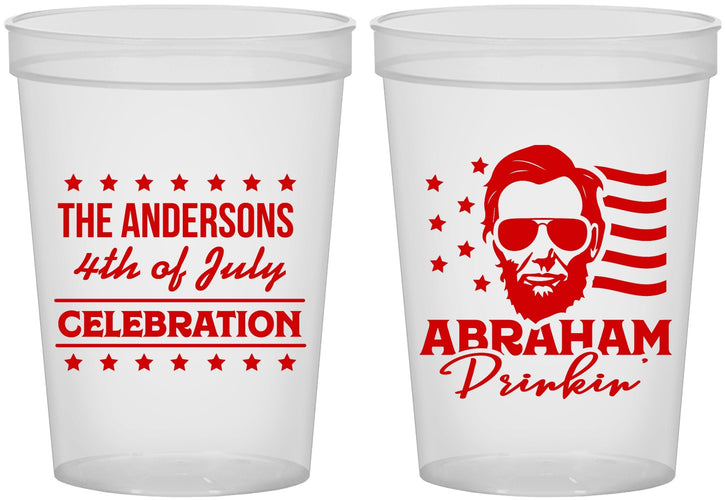 Custom 4th Of July 16 oz Translucent Cups - Abraham Drinkin | 220044