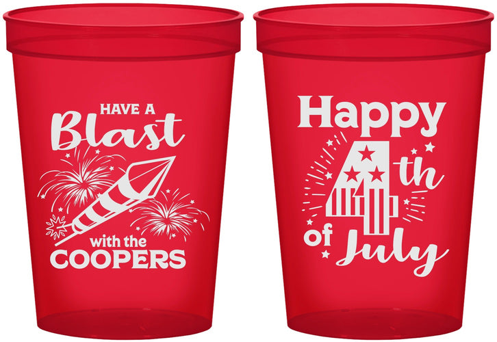 Custom 4th Of July 16 oz Translucent Cups - Fireworks | 220046