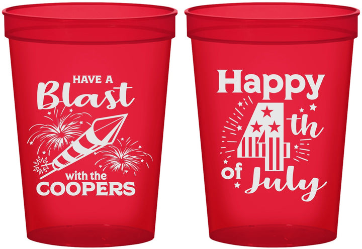 Custom 4th Of July 16 oz Translucent Cups - Fireworks | 220046