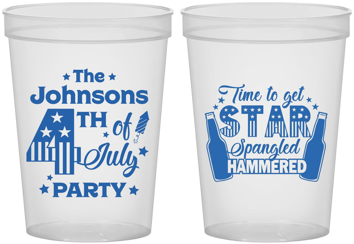 Custom 4th Of July 16 oz Translucent Cups - Star Spangled Hammered | 220049
