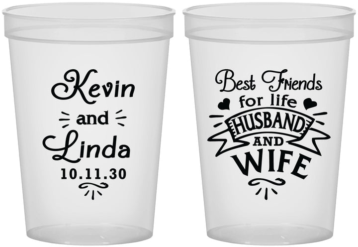 Custom Wedding 16 oz Translucent Cups - Best Friends | 221