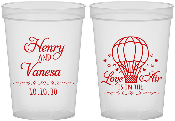 Custom Wedding 16 oz Translucent Cups - Hot Air Balloon | 225