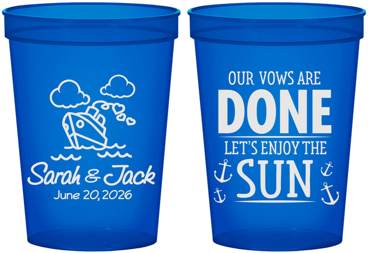 Custom Wedding 16 oz Translucent Cups - Vows Are Done Cruise | 229