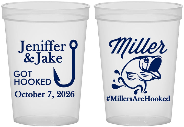 Custom Wedding 16 oz Translucent Cups - Got Hook Fish | 230