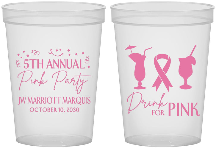 Custom Awareness 16 oz Translucent Cups - Drink For Pink | 230001