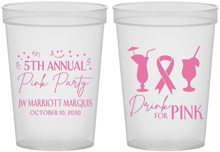 Custom Awareness 16 oz Translucent Cups - Drink For Pink | 230001