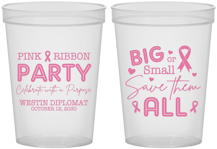 Custom Awareness 16 oz Translucent Cups - Pink Ribbon | 230004