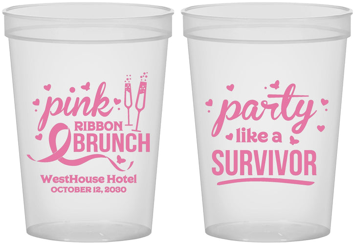 Custom Awareness 16 oz Translucent Cups - Party Like A Survivor | 230005